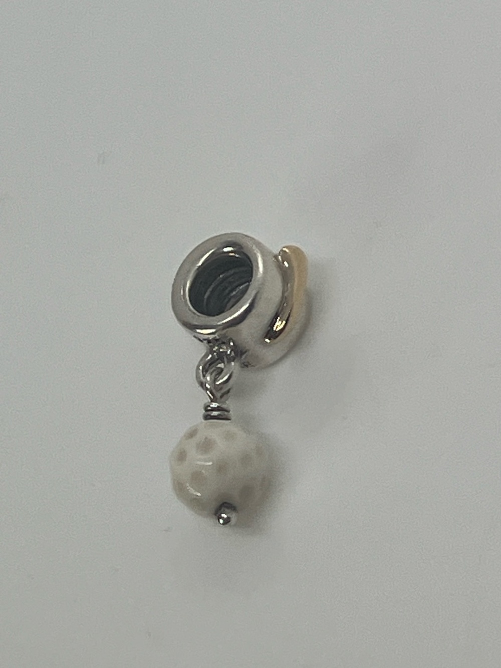 Pandora 925 ALE Agate Golfball Two Tone Gold Golf Tees Charm | # 790440AGW